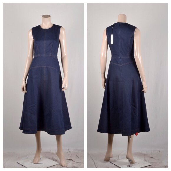 Elie Tahari Denim Flare Midi Dress - Picture 2 of 2